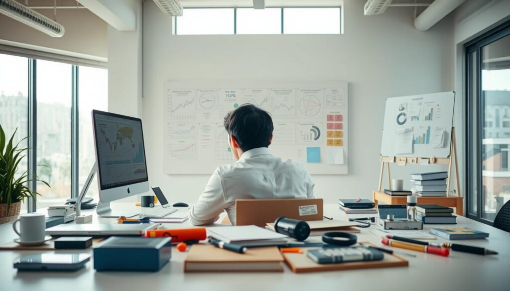 A well-lit office setting with a desk, computer, and various testing tools scattered across the surface. In the foreground, a person intently observing the screen, meticulously analyzing personalization algorithms. The middle ground features a whiteboard filled with charts, graphs, and notes, capturing the process of iterative testing and refinement. The background showcases a modern, minimalist interior design with large windows letting in natural light, creating a sense of transparency and openness. The overall atmosphere conveys a thoughtful, analytical approach to personalization, with a focus on data-driven insights and continuous improvement.