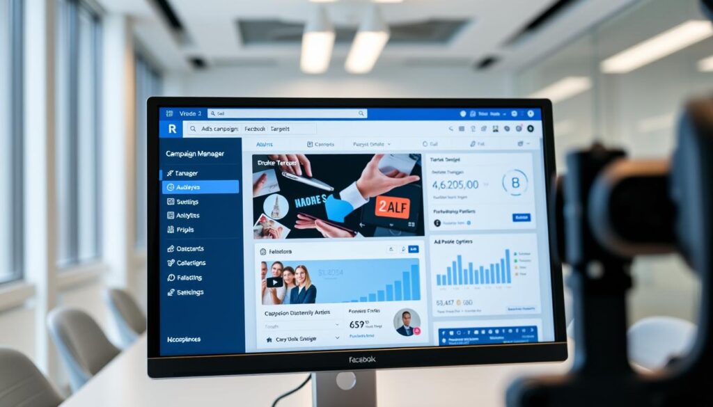 لقطة شاشة مفصّلة وعالية الدقة لواجهة مدير إعلانات فيسبوك، تم التقاطها بعدسة كاميرا احترافية. يتم عرض الواجهة على شاشة كمبيوتر في بيئة مكتبية نظيفة ومضاءة جيدًا، مع جمالية عصرية وبسيطة. تعرض المقدمة لوحة التحكم الرئيسية، بما في ذلك أدوات إدارة الحملة وخيارات استهداف الجمهور وتحليلات أداء الإعلانات. تحتوي الأرضية الوسطى على العديد من علامات تبويب القوائم والأقسام الفرعية، بينما تمحو الخلفية بمهارة للحفاظ على التركيز على الواجهة المركزية. يتسم الأسلوب العام بالاحترافية والتنظيم، وهو مصمم لعرض الإمكانات القوية لمنصة مدير إعلانات فيسبوك. لقطة شاشة مفصّلة وعالية الدقة لواجهة مدير إعلانات فيسبوك، تم التقاطها بعدسة كاميرا احترافية. يتم عرض الواجهة على شاشة كمبيوتر في بيئة مكتبية نظيفة ومضاءة جيدًا، مع جمالية عصرية وبسيطة. تعرض المقدمة لوحة التحكم الرئيسية، بما في ذلك أدوات إدارة الحملة وخيارات استهداف الجمهور وتحليلات أداء الإعلانات. تحتوي الأرضية الوسطى على العديد من علامات تبويب القوائم والأقسام الفرعية، بينما تمحو الخلفية بمهارة للحفاظ على التركيز على الواجهة المركزية. يتسم الأسلوب العام بالاحترافية والتنظيم، وهو مصمم لعرض الإمكانات القوية لمنصة مدير إعلانات فيسبوك.